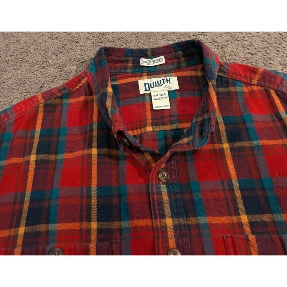 Men's Duluth Trading Free Swingin' Plaid Flannel Untucked Shirt Big & Tall 2XLT - Picture 3 of 6